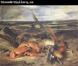 Eugene Delacroix Still Life with a Lobster and Trophies of Hunting and Fishing (mk05)